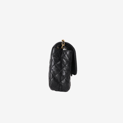 Chanel Flap Bag in Black Quilted Caviar Leather with Gold Hardware