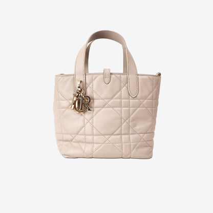 Dior Toujours Tote Bag in Beige Calfskin Leather with Gold Hardware