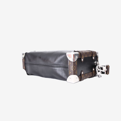Louis Vuitton Vibe MM Side Trunk Bag in Black Calf Leather with Silver Hardware