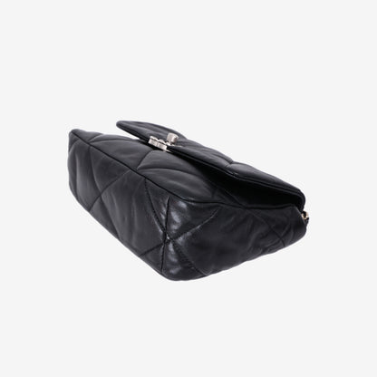 Chanel 19 Bag in Black Lambskin Leather with Silver Hardware