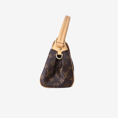 Louis Vuitton Beverly MM Shoulder Bag in Monogram Coated Canvas/Natural Cowhide Leather with Gold Hardware