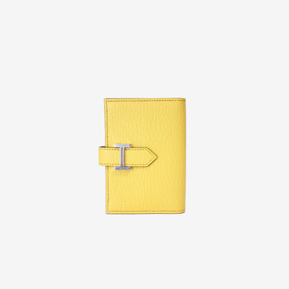 Hermès Bearn Mini Wallet in Jaune de Naples Leather with Palladium Hardware front view