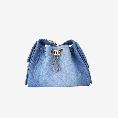 Chanel 25 Hobo Bag Small in Blue Denim with Gold Hardware