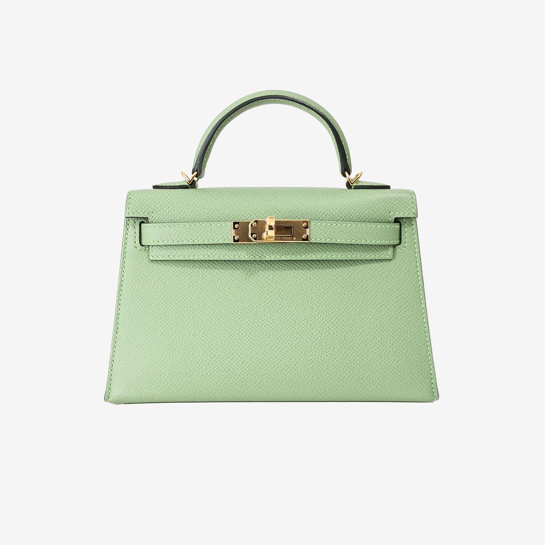 Hermès Mini Kelly 20 in Vert Criquet Epsom Leather with Gold Hardware