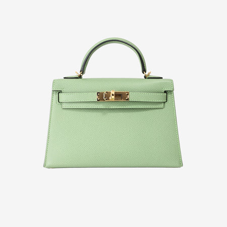 Hermès Mini Kelly 20 in Vert Criquet Epsom Leather with Gold Hardware