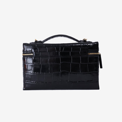 Chanel Trendy Handle Slim Vanity Pouch in Black Crocodile-Embossed Calfskin Leather with Gold Hardware