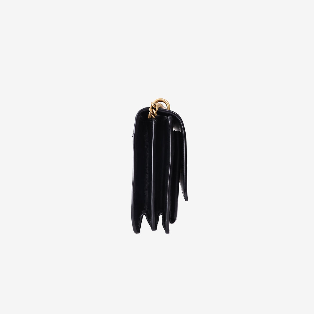 Saint Laurent Sunset Bag in Black Calfskin Leather with Gold Hardware
