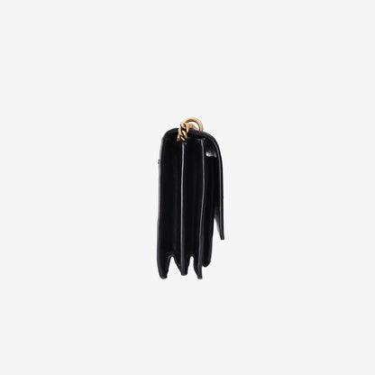 Saint Laurent Sunset Bag in Black Calfskin Leather with Gold Hardware