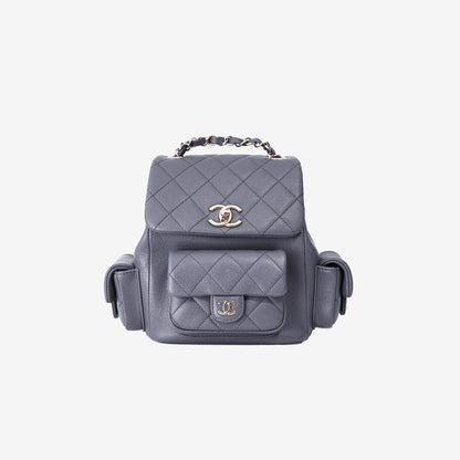 Chanel Small Duma Backpack in Grey Caviar Leather with Gold Hardware