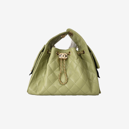 Chanel 25 Hobo Bag Small in Green Caviar Leather with Gold Hardware