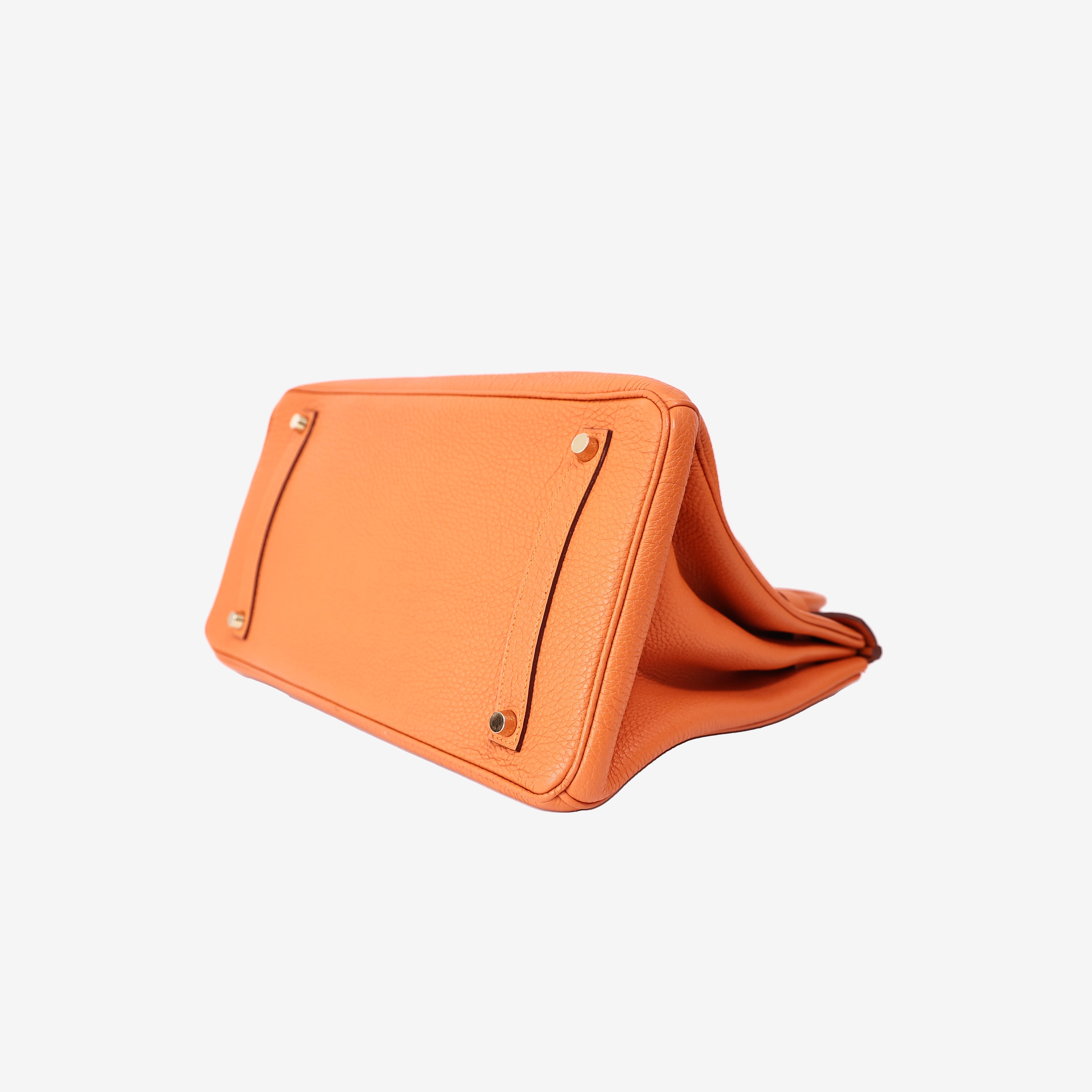 Hermès Birkin 35 in Orange Togo Leather with Palladium Hardware bottom side view