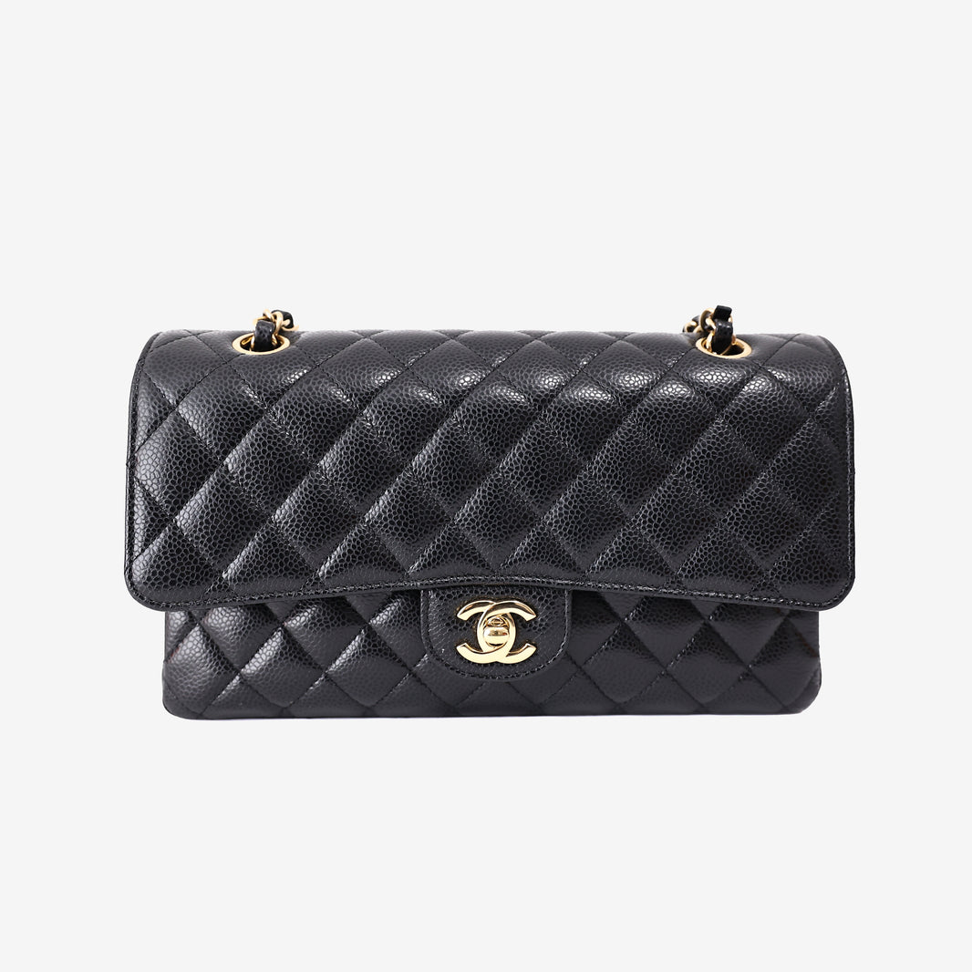 Chanel Classic Double Flap Medium in Black Caviar Leather with Gold Hardware