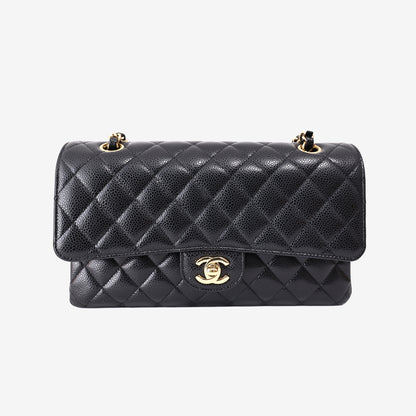 Chanel Classic Double Flap Medium in Black Caviar Leather with Gold Hardware