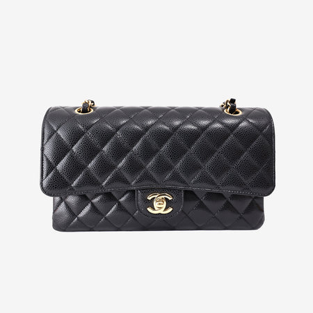 Chanel Classic Double Flap Medium in Black Caviar Leather with Gold Hardware