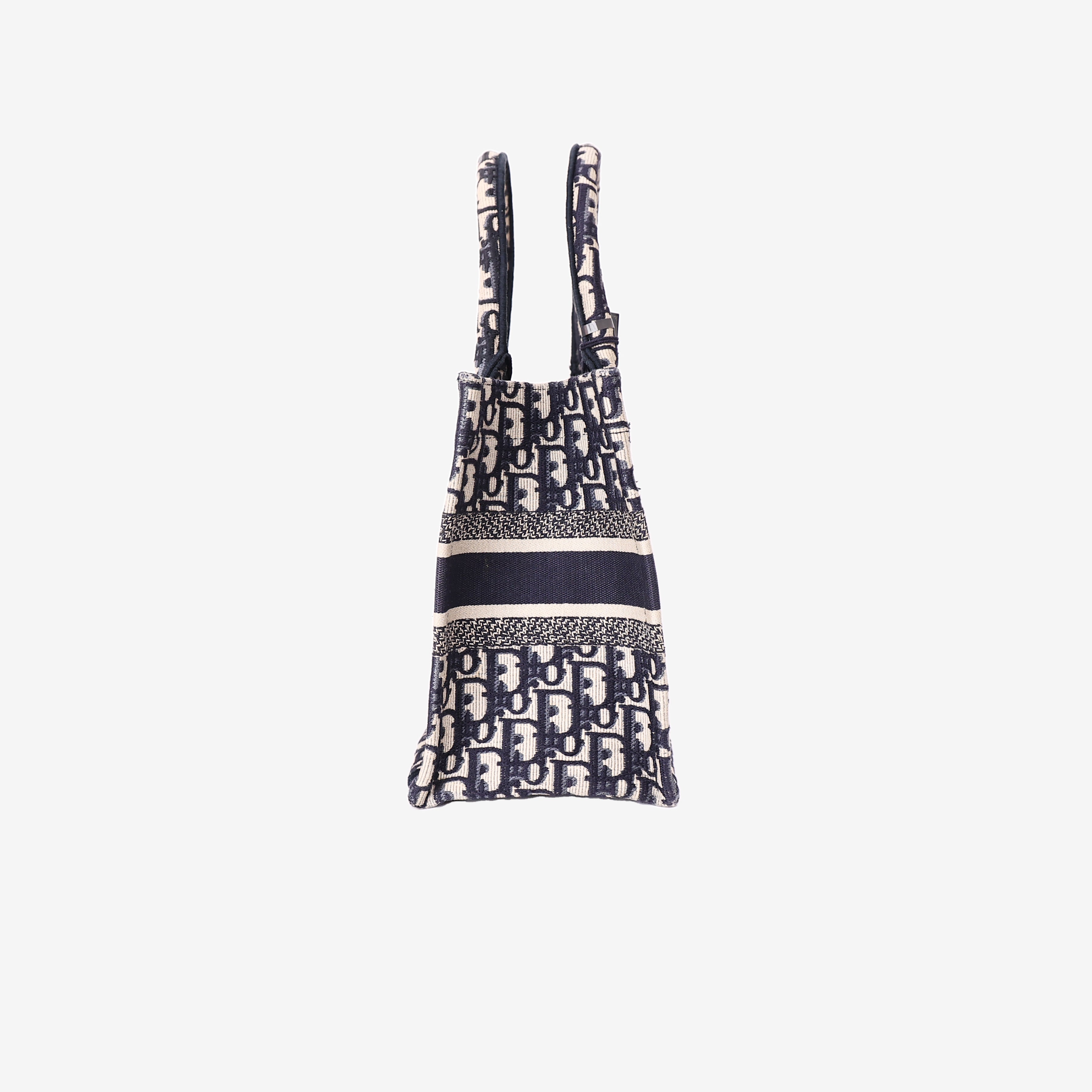 Dior Book Tote Small in Blue Oblique Canvas side view