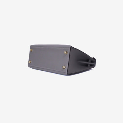 Hermès Kelly 25 in Gris Meyer Epsom Leather with Gold Hardware bottom side view