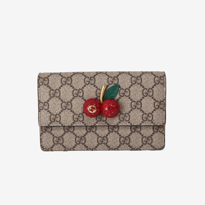 Gucci GG Supreme Cherry Wallet on Chain Bag in Monogram Canvas