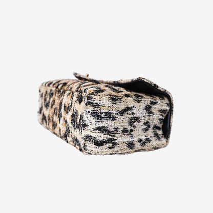 Chanel 26A Matthieu Blazy Maxi Flap Bag 32 in Leopard Print Tweed with Gold Hardware