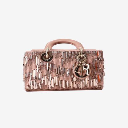 Christian Dior Lady D-Joy Bag in Pink Metallic Sequins with Gold Hardware