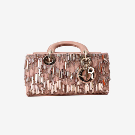 Christian Dior Lady D-Joy Bag in Pink Metallic Sequins with Gold Hardware