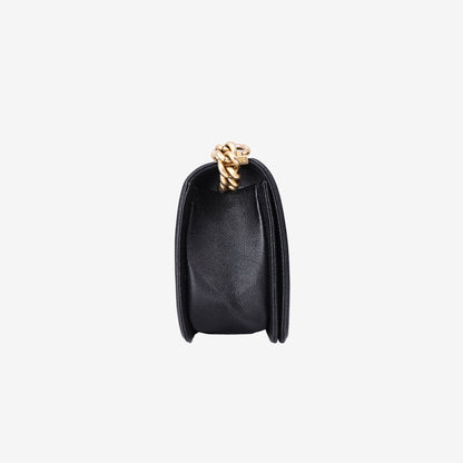 Chanel Medium Boy Bag in Black Caviar Leather with Gold Hardware