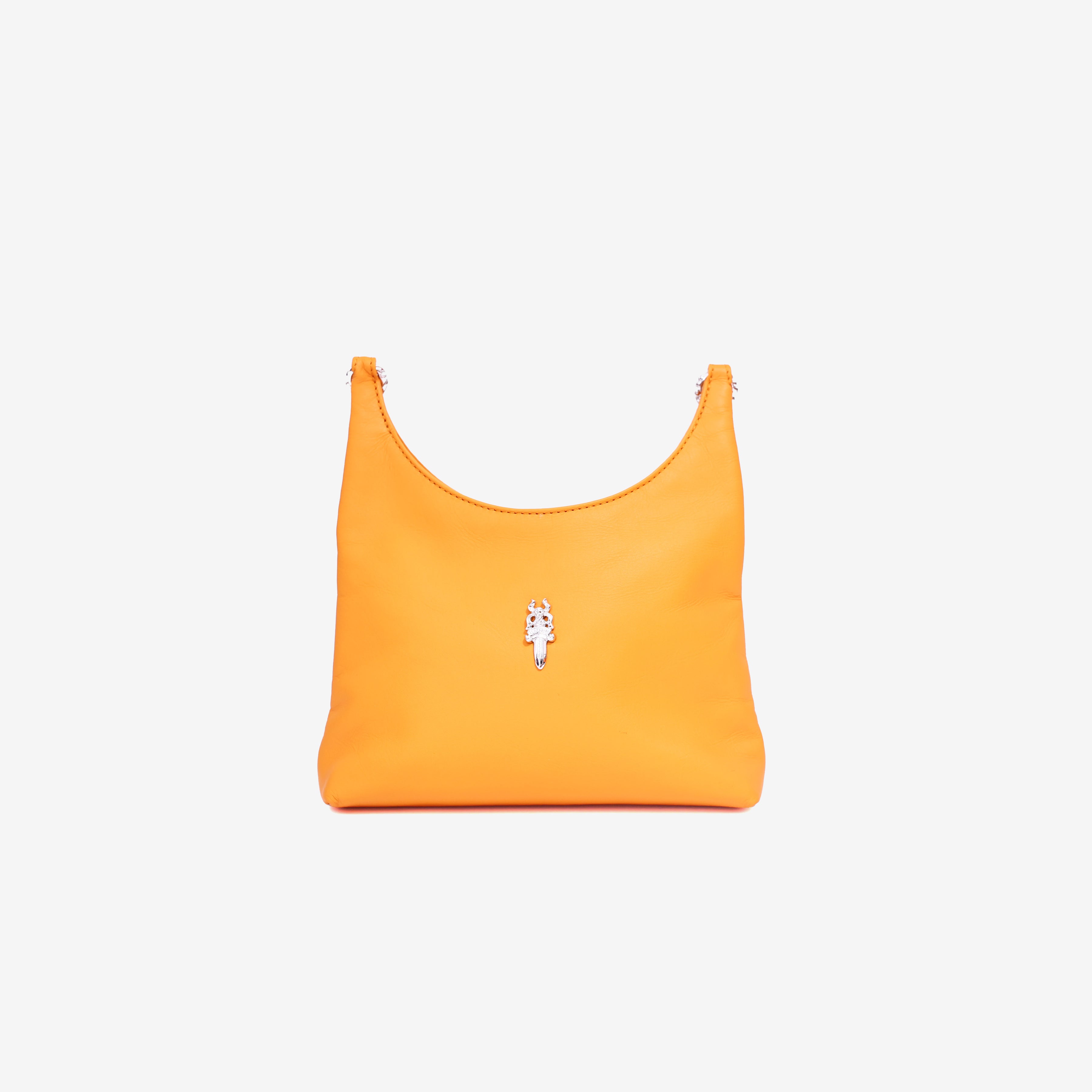 Chrome Hearts Viv Dagger Shoulder Bag in Orange Calf Leather with Silver Hardware front view