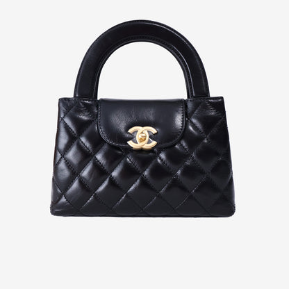 Chanel Small Kelly Shopper in Black Aged Calfskin with Brushed Gold Hardware