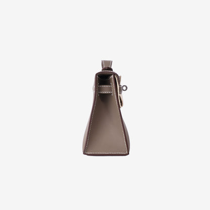 Hermès Kelly Pochette in Étoupe Swift Leather with Palladium-Plated Hardware