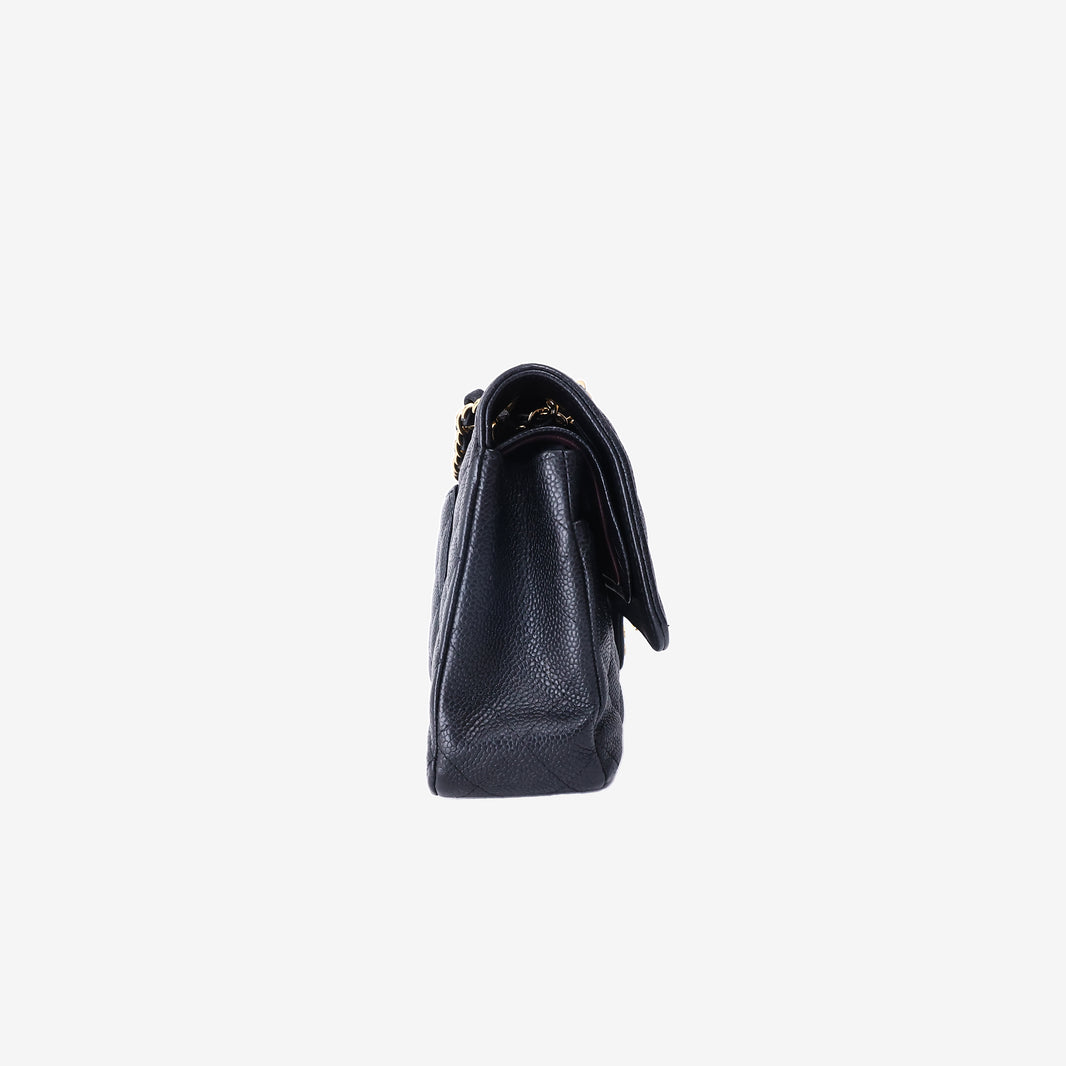 Chanel Classic Medium Flap Bag in Black Caviar Leather with Gold Hardware