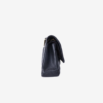 Chanel Classic Medium Flap Bag in Black Caviar Leather with Gold Hardware