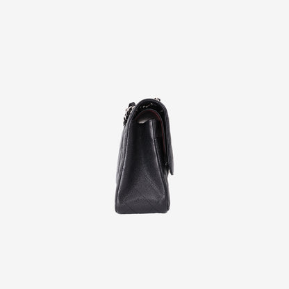 Chanel Jumbo Classic Double Flap Bag in Black Caviar Leather with Silver Hardware