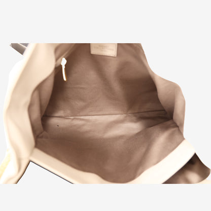 Versace Collection Leather Panel Tote Bag in Cream/Off-White Leather with Gold Hardware