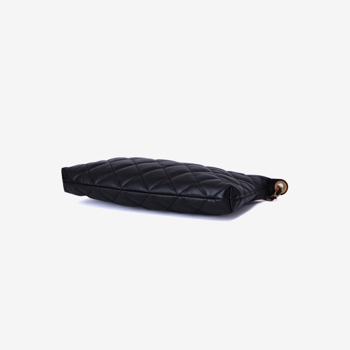 Chanel Matelassé Small Hobo Shoulder Bagin Black Lambskin Leather with Gold Hardware bottom side view