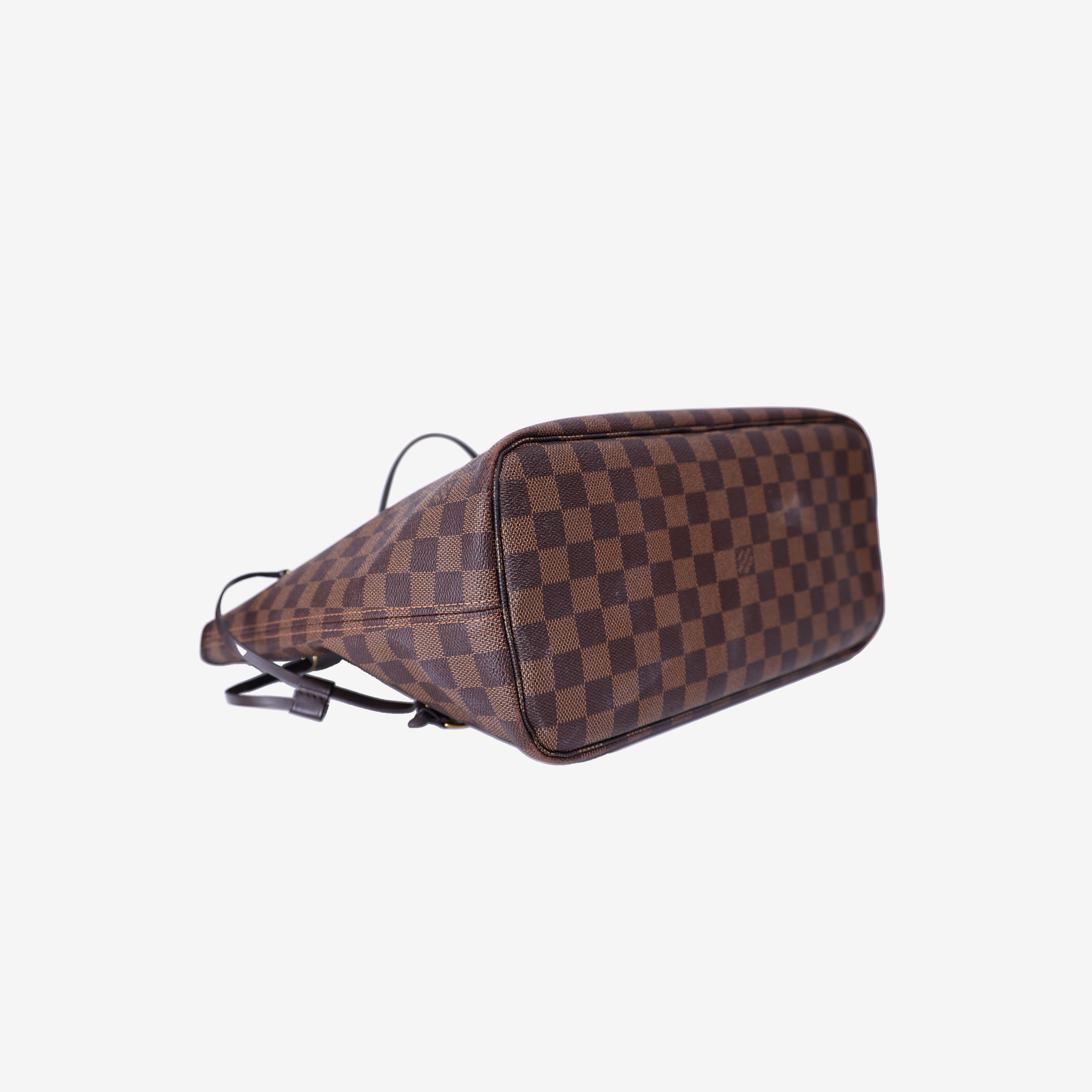 Louis Vuitton Neverfull Tote Bag in Brown Monogram Canvas Leather with Gold Hardware bottom side view