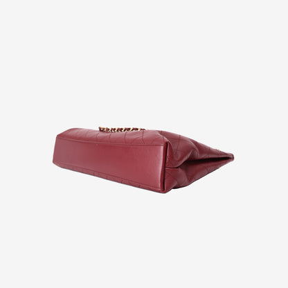 Chanel Large Shopping Bag in Burgundy Lambskin Leather with Gold Hardware (SS26) bottom side view