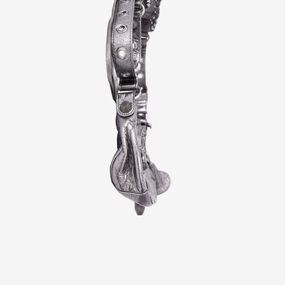 Balenciaga Le Cagole XS Shoulder Bag in Silver Lambskin Leather with Silver Hardware
