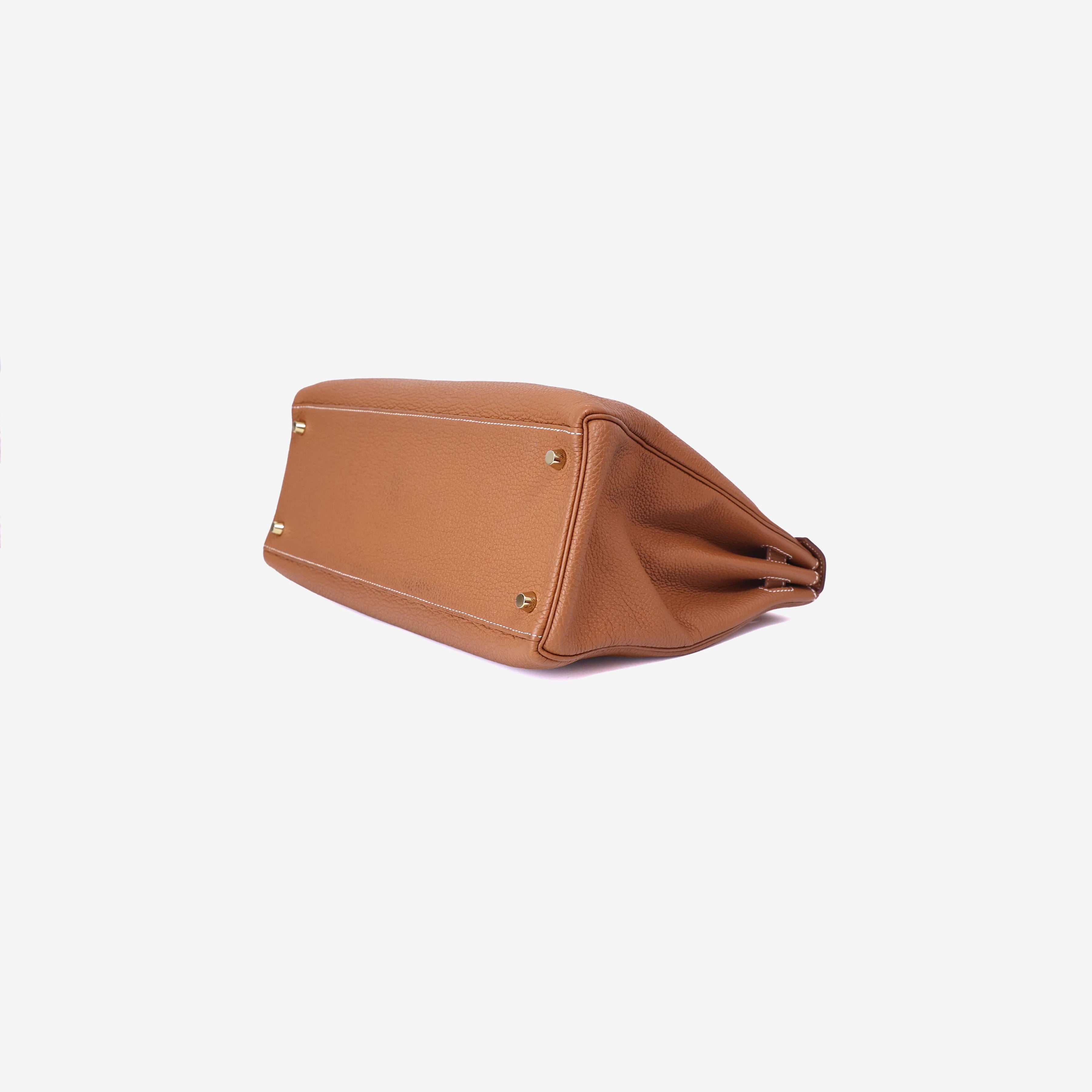 Hermès Kelly 35 in Gold Togo Leather with Palladium Hardware bottom side view