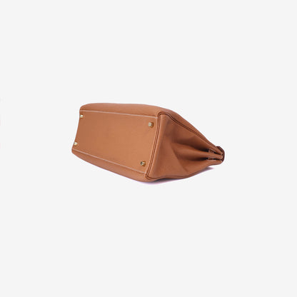 Hermès Kelly 35 in Gold Togo Leather with Palladium Hardware bottom side view