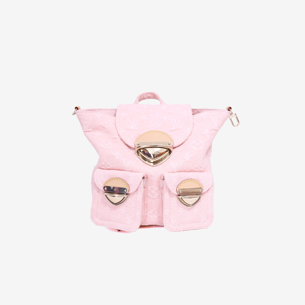 Louis Vuitton Venice Backpack in Washed Pink Denim front view