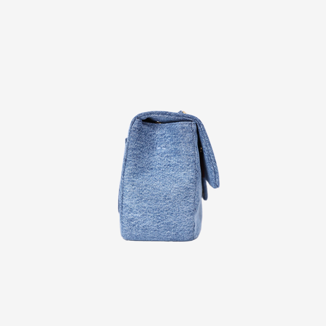 Chanel 26A Maxi Flap Bag in Blue Denim with Gold Hardware