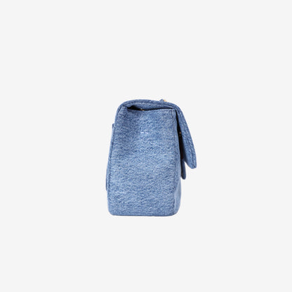 Chanel 26A Maxi Flap Bag in Blue Denim with Gold Hardware
