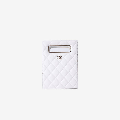 Chanel Evening Box Bag in White Caviar Leather with Gold Hardware