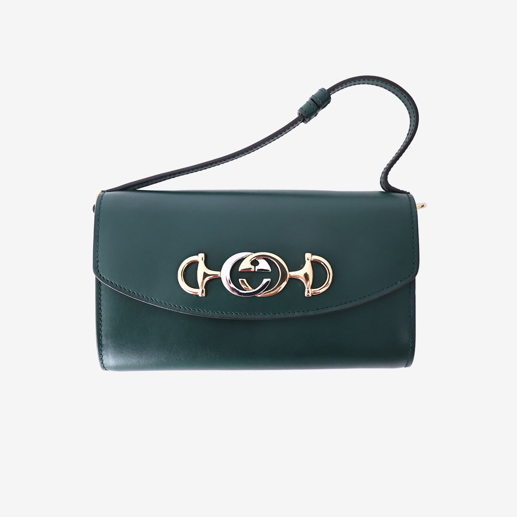 Gucci Zumi Mini Shoulder Bag in Green Calfskin Leather with Mixed Hardware