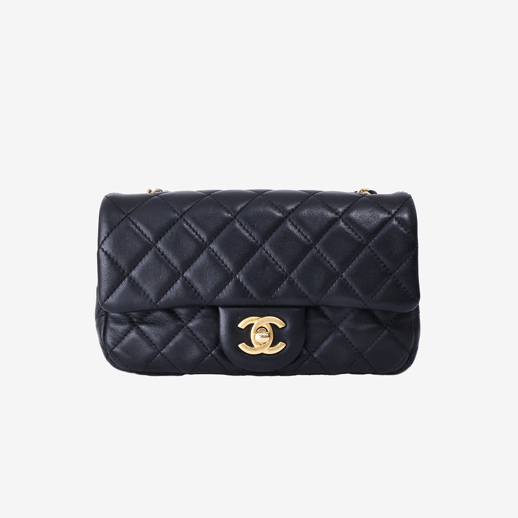 Chanel Mini Classic Flap Bag in Black Lambskin Leather with Gold Hardware