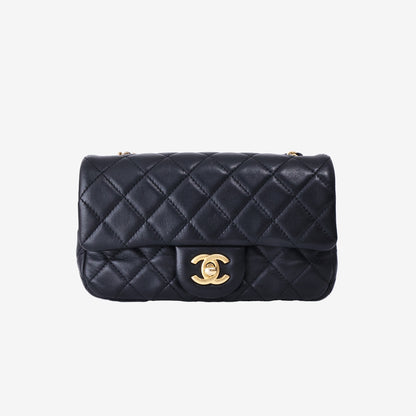 Chanel Mini Classic Flap Bag in Black Lambskin Leather with Gold Hardware