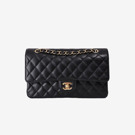 Chanel Medium Classic Flap Bag in Black Caviar Leather with Gold Hardware