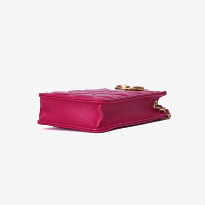 Chanel Matelassé Phone Holder Chain Bag in Pink Lambskin with Gold Hardware