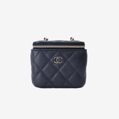 Chanel Classic Vanity Box in Black Caviar Leather with Gold Hardware