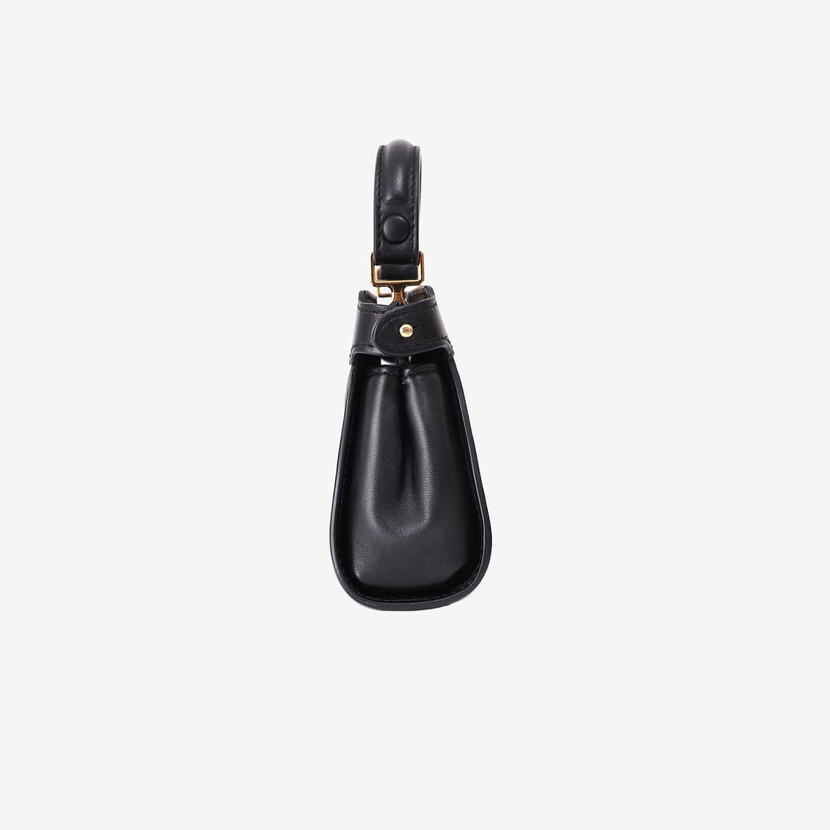 Fendi Peekaboo Mini Handbag in Black Leather with Gold Hardware side view