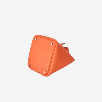 Hermès Picotin Lock 18 in Orange Clemence Leather with Palladium Hardware
